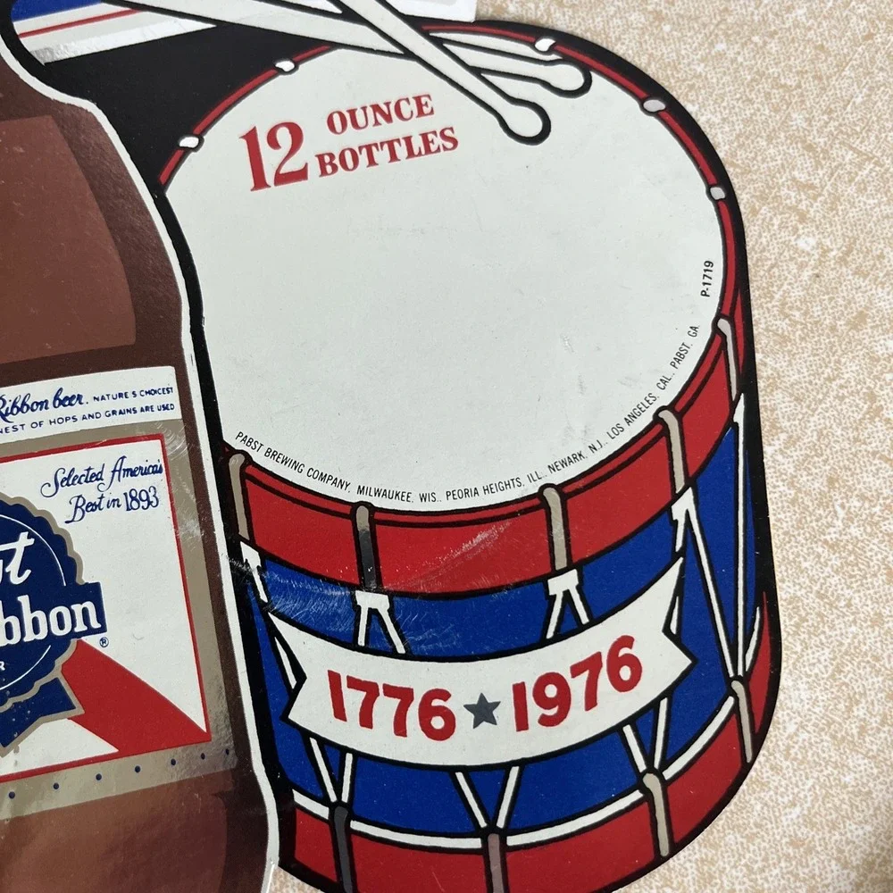 RARE VTG 1976 Pabst Blue Ribbon Beer Decal Sticker Bicentennial Drum PBR  NoS